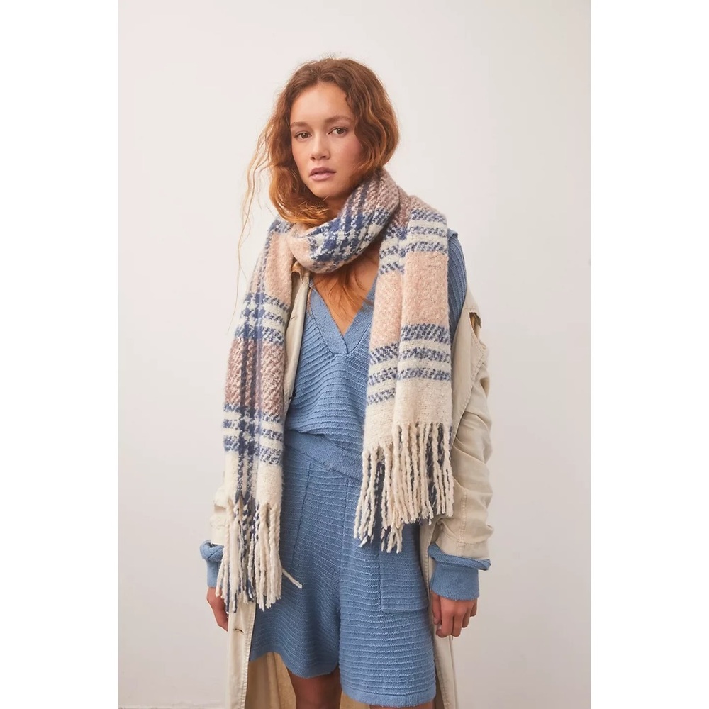 Free People Homecoming Plaid Blanket Scarf NWOT